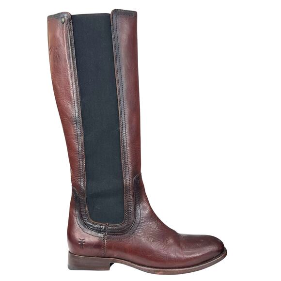 Frye Women’s Lindsay Gore Tall Brown Leather Riding Boots Size US 6 - Picture 1 of 12